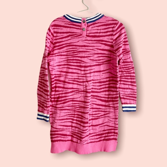 Mini Boden Girls Animal Print Sweater Dress in Pink Ruby Zebra Size 5-6 - Picture 2 of 4